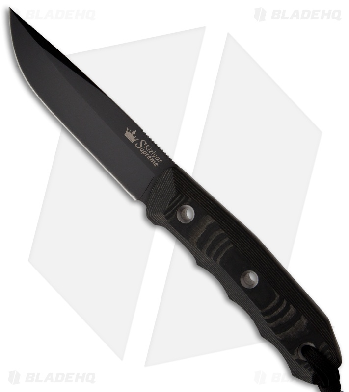 Kizlyar Supreme Knives Echo AUS-8 Fixed Blade Knife (4.625" Black Plain)