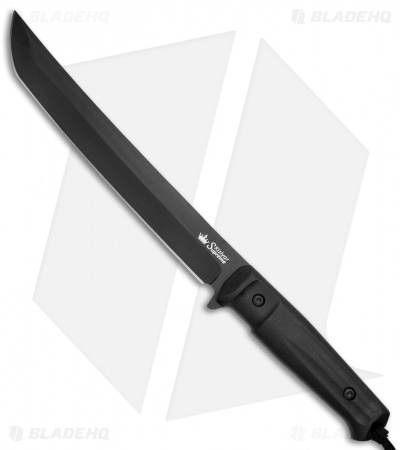 Kizlyar Supreme Knives Sensei AUS-8 Fixed Blade Knife Black Kraton (8.75" Black)