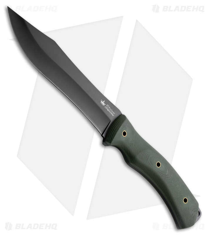 Kizlyar Supreme Safari Fixed Blade Knife Green G-10 (6.375" Black) 