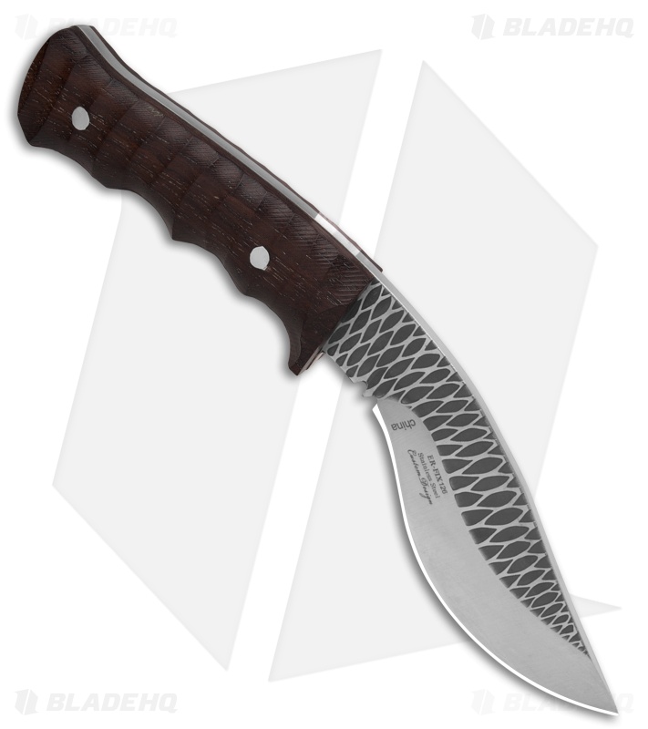 Elk Ridge Fixed Blade Brown Finger Grooved Wood (4.75" Satin)