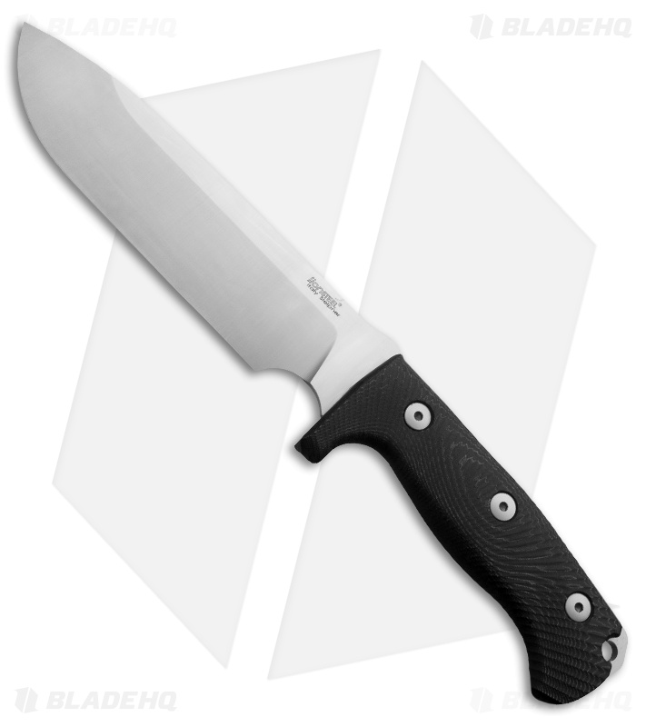 LionSteel M7 Hunting Fixed Blade Knife Black Micarta (7" Satin)