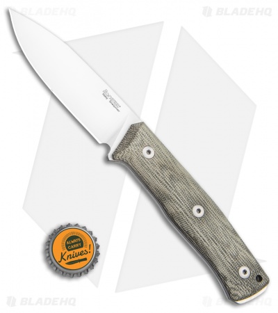 LionSteel B35 Fixed Blade Knife Green Micarta (3.5" Satin)