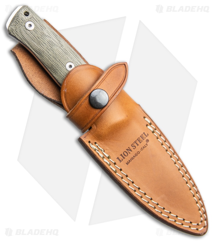LionSteel B35 Fixed Blade Knife Green Micarta (3.5" Satin)