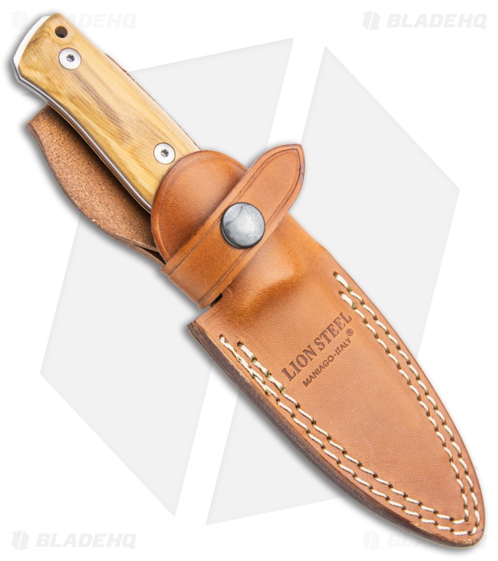 LionSteel B35 Fixed Blade Knife Olive Wood (3.5" Satin)