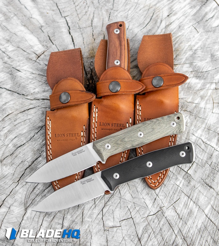 LionSteel B35 Fixed Blade Knife Green Micarta (3.5" Satin)