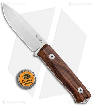 LionSteel Bushcraft B-40 Fixed Blade Camping Knife Santos Wood (4" Stonewash)