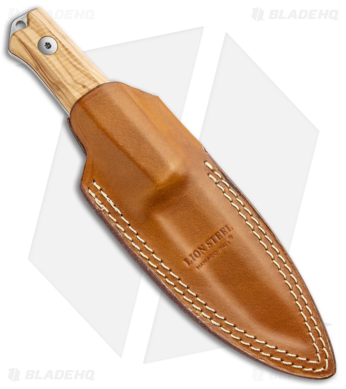 LionSteel Bushcraft B-40 Fixed Blade Camping Knife Olive Wood (4" Stonewash)