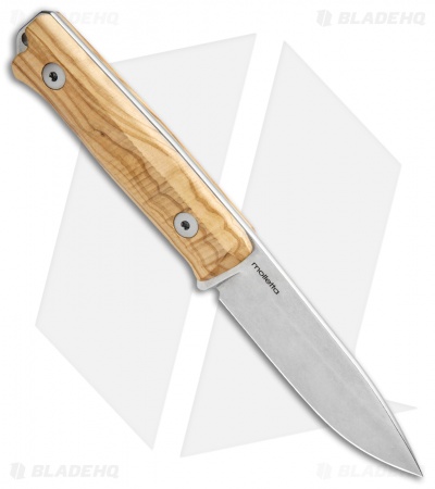 LionSteel Bushcraft B-40 Fixed Blade Camping Knife Olive Wood (4" Stonewash)