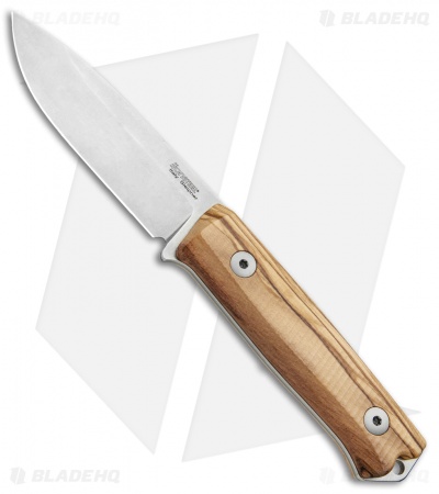 LionSteel Bushcraft B-40 Fixed Blade Camping Knife Olive Wood (4" Stonewash)
