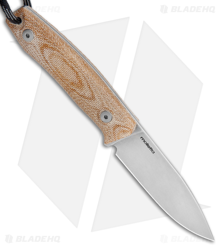 LionSteel M1 Fixed Blade Knife Natural Micarta (2.9" Stonewash M4) BHQ Exclusive