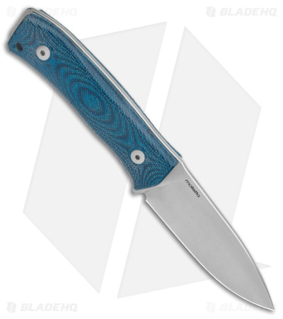 LionSteel M4 Fixed Blade Knife Blue Micarta (3.75" Stonewash M4) BHQ Exclusive