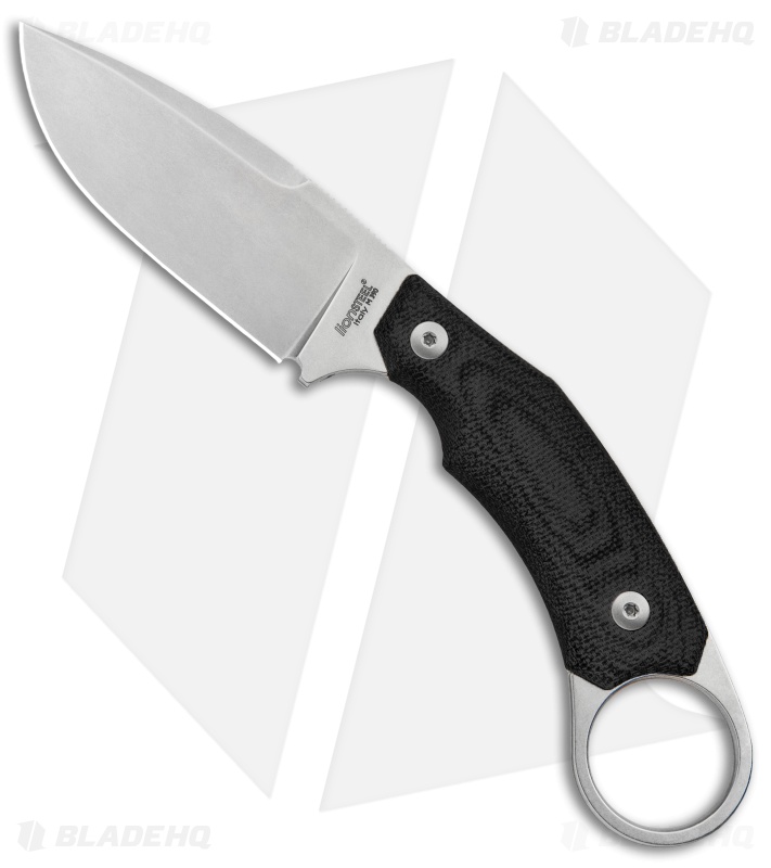 LionSteel H2 Drop Point Fixed Blade Knife Black G-10 (3.25" Stonewash)