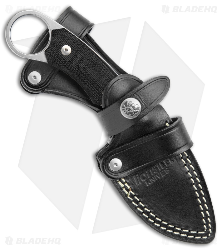 LionSteel H2 Drop Point Fixed Blade Knife Black G-10 (3.25" Stonewash)