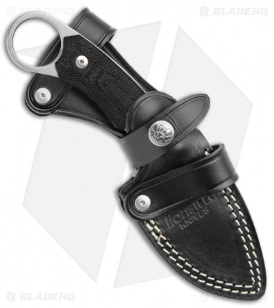 LionSteel H2 Drop Point Fixed Blade Knife Black G-10 (3.25" Stonewash)