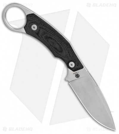 LionSteel H2 Drop Point Fixed Blade Knife Black G-10 (3.25" Stonewash)