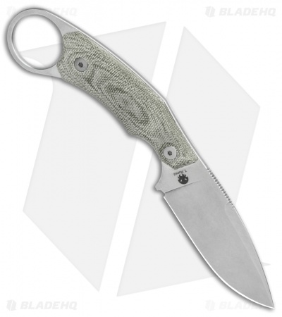 LionSteel H2 Drop Point Fixed Blade Knife Green Micarta (3.25" Stonewash)