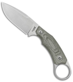 LionSteel H2 Drop Point Fixed Blade Knife Green Micarta (3.25&quot; Stonewash) | 137611