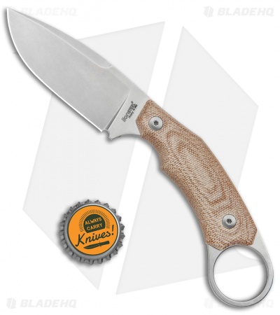 LionSteel H2 Drop Point Fixed Blade Knife Natural Micarta (3.25" Stonewash)