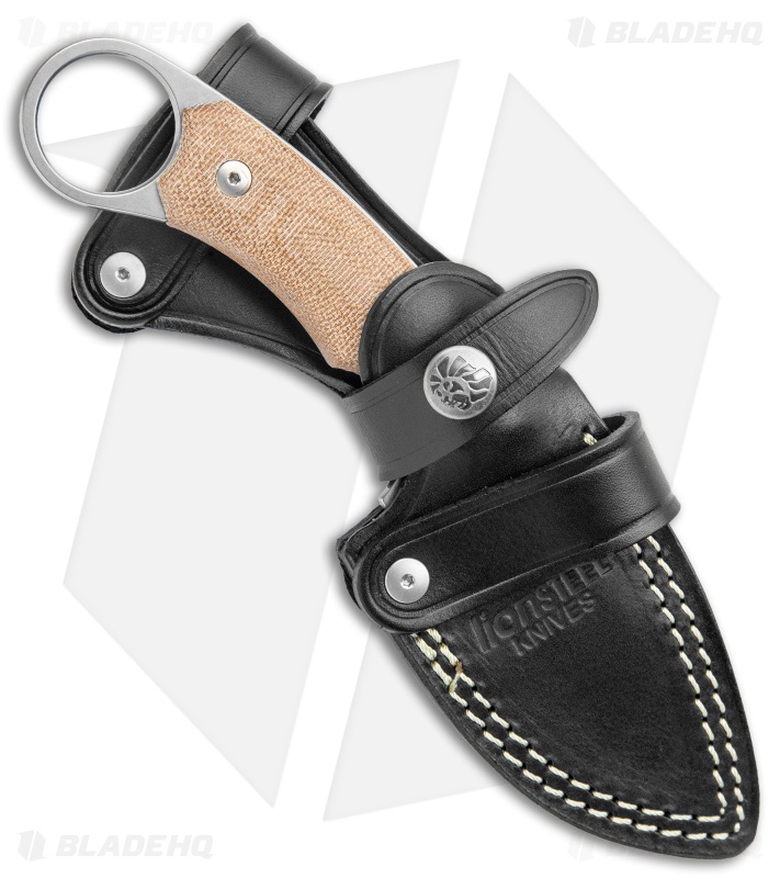 LionSteel H2 Drop Point Fixed Blade Knife Natural Micarta (3.25" Stonewash)