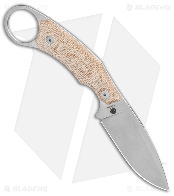 LionSteel H2 Drop Point Fixed Blade Knife Natural Micarta (3.25" Stonewash)