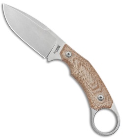 LionSteel H2 Drop Point Fixed Blade Knife Natural Micarta (3.25" Stonewash)