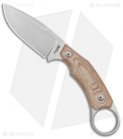 LionSteel H2 Drop Point Fixed Blade Knife Natural Micarta (3.25" Stonewash)