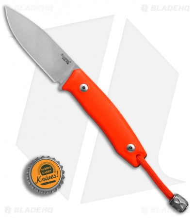 LionSteel M1 Fixed Blade Knife Orange G-10 (2.875" M390 Satin)