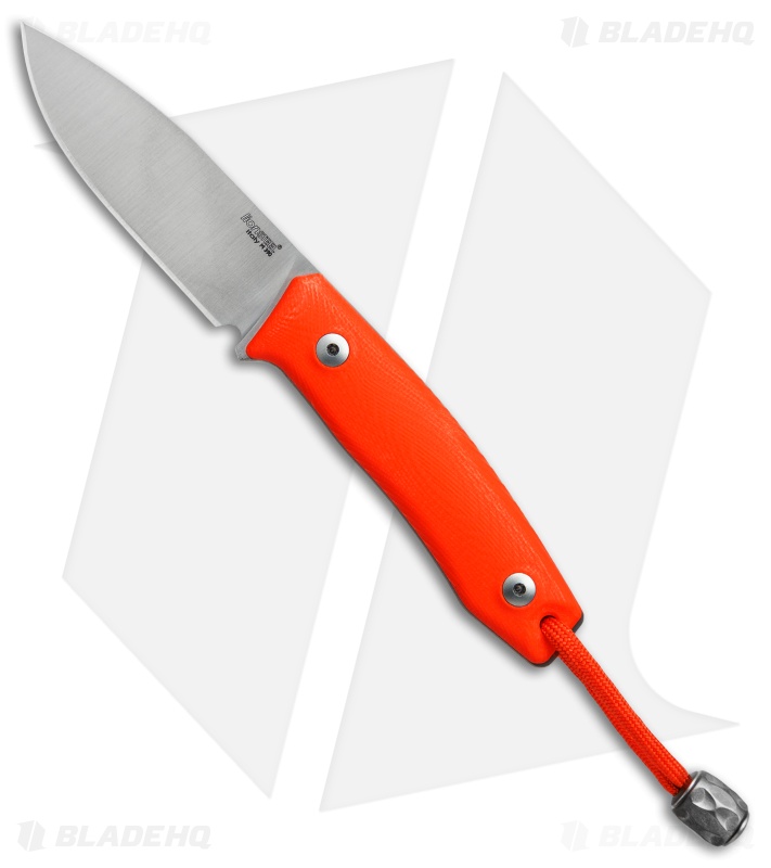LionSteel M1 Fixed Blade Knife Orange G-10 (2.875" M390 Satin)