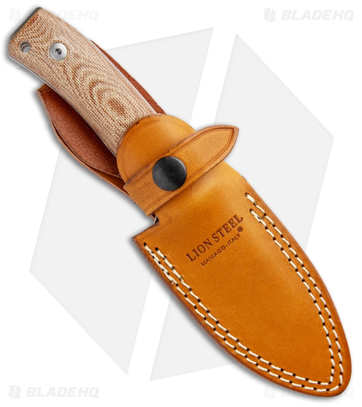 LionSteel M4 Fixed Blade Knife Natural Micarta (3.75" Satin M390)