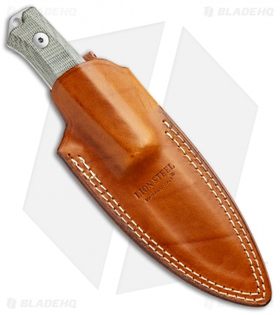 LionSteel Bushcraft B-40 Fixed Blade Camping Knife Green Micarta (4" Stonewash)