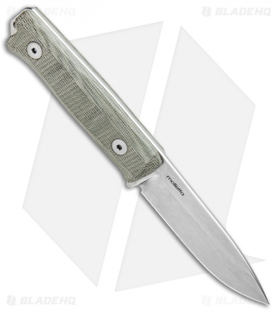 LionSteel Bushcraft B-40 Fixed Blade Camping Knife Green Micarta (4" Stonewash)