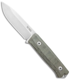 LionSteel Bushcraft B-40 Fixed Blade Camping Knife Green Micarta (4" Stonewash)