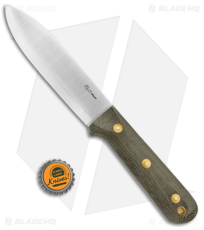 L.T. Wright Gen 5 Fixed Blade Knife Green Micarta Scandi (5.25" Satin A2)