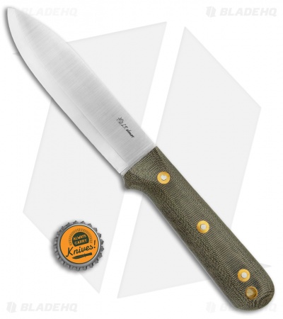 L.T. Wright Gen 5 Fixed Blade Knife Green Micarta Scandi (5.25" Satin A2)