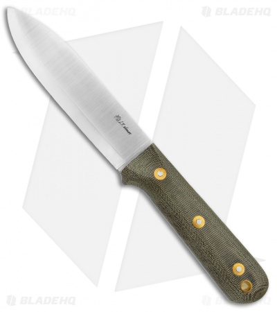 L.T. Wright Gen 5 Fixed Blade Knife Green Micarta Scandi (5.25" Satin A2)