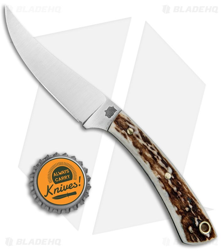 LT Wright Small Swoop Trailing Point Fixed Blade Knife Stag (3.25" Satin)