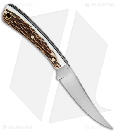 LT Wright Small Swoop Trailing Point Fixed Blade Knife Stag (3.25" Satin)
