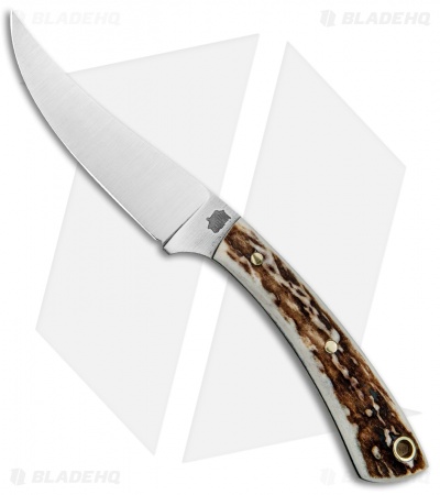LT Wright Small Swoop Trailing Point Fixed Blade Knife Stag (3.25" Satin)