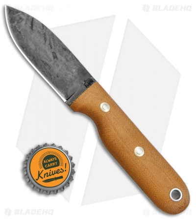 LT Wright Bushbaby Fixed Blade Knife Matte Natural Micarta (3" Black Patina)