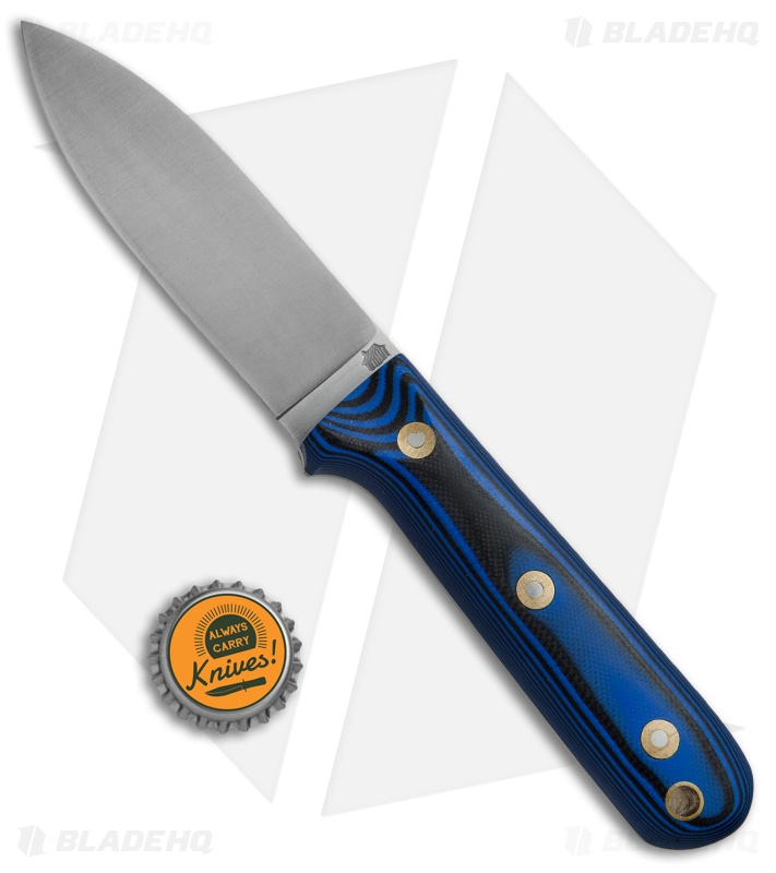 LT Wright Knives Genesis Flat Bush Knife Blue/Black G-10 (4.25" Satin)