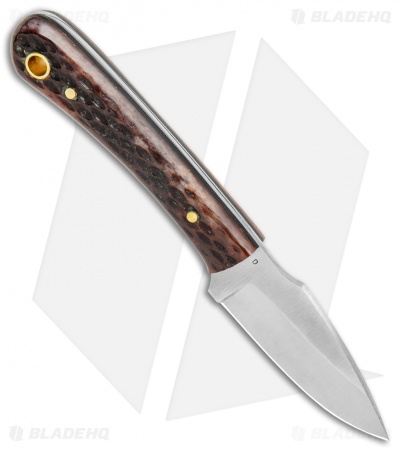 LT Wright Knives Great Plainsman Fixed Blade Knife Stag Jigged Bone (2.7" Satin)