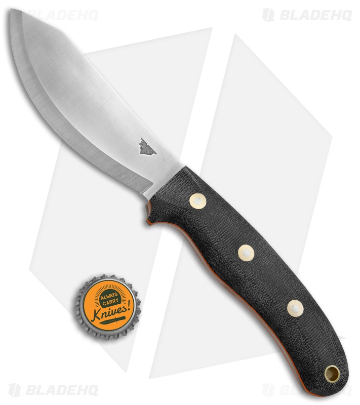 LT Wright JX2 Jessmuk Fixed Blade Knife Black/Orange Micarta (4.5" Satin CPM-3V)
