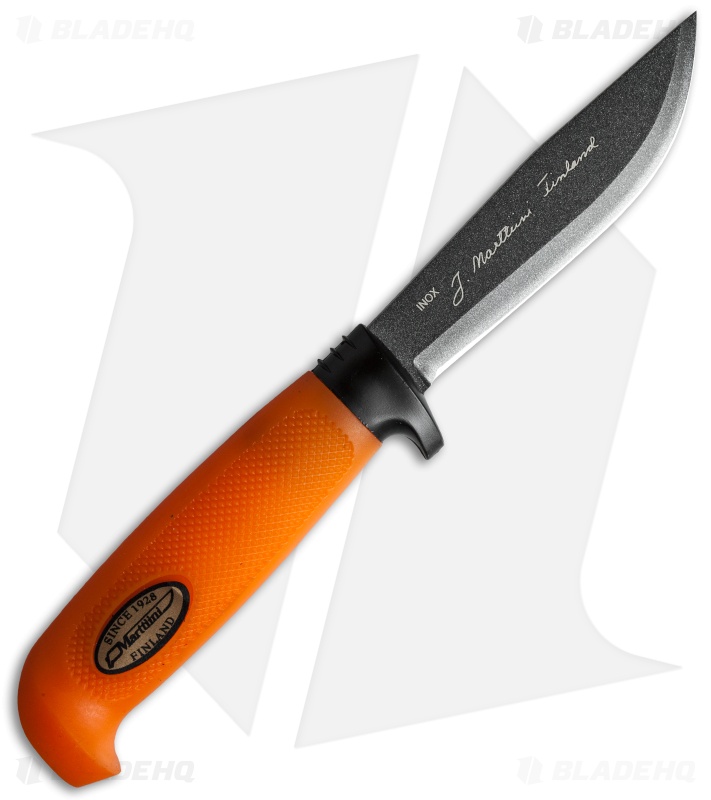 Marttiini Martef Skinner Orange Fixed Blade Knife (4.125" Black) 186024T