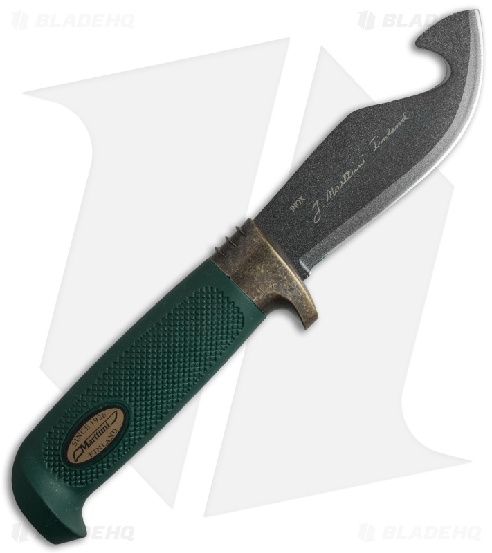 Marttiini Gut Hook Skinner Green Fixed Blade Knife (4.25" Mirror) 378014T
