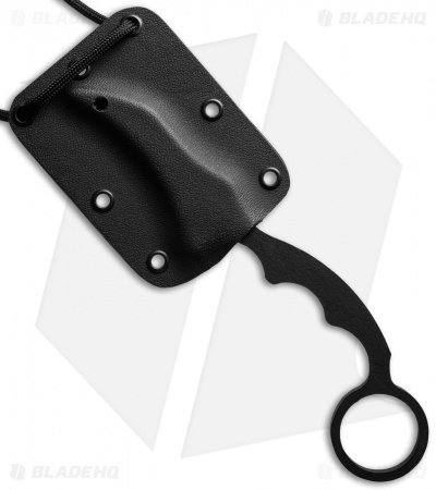 Max Venom DMaX Fighter Karambit Neck Knife + Aluminum Trainer combo (2.5" Black)