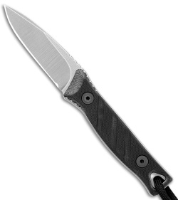 Medford Necromancer Fixed Blade Neck Knife Black G-10 (2.5" Tumbled)