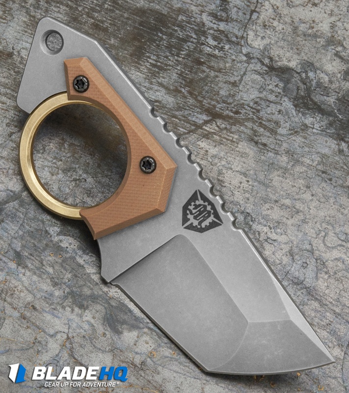 Menovade STUN Fixed Blade Neck Knife Coyote Tan G-10 (2" Stonewash)