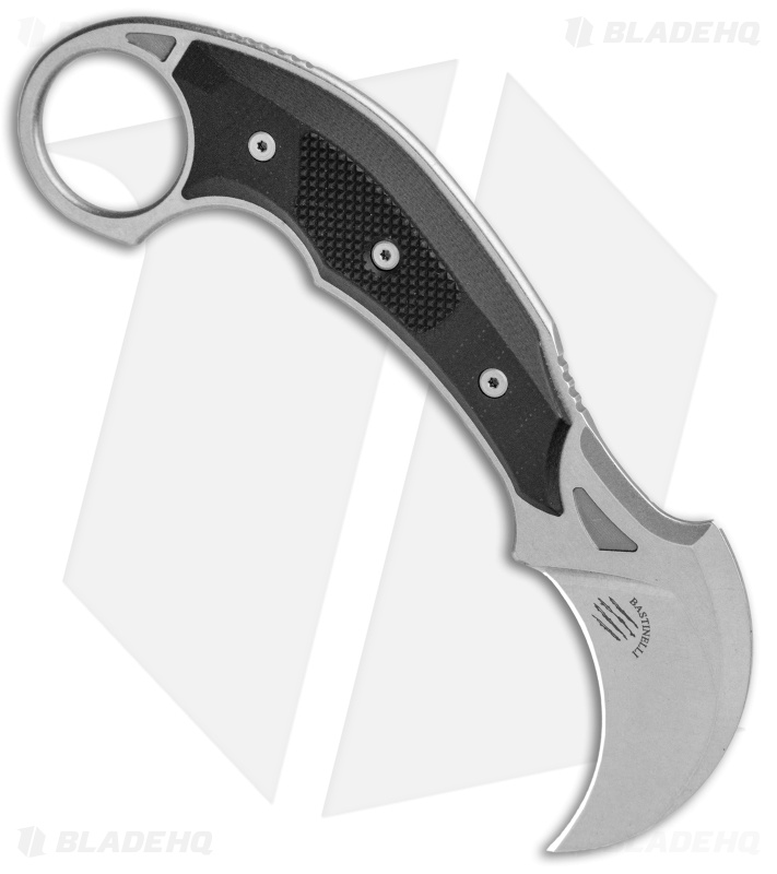 Microtech Bastinelli Iconic Karambit Fixed Blade Knife (Stonewash) 118-10R