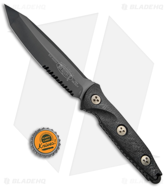 Microtech Socom Alpha Tanto Fixed Blade Knife Carbon Fiber (5" Black Serr)