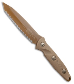 Microtech Socom Alpha Tanto Fixed Blade Tan G-10 (5" Tan PVD Full Serr)